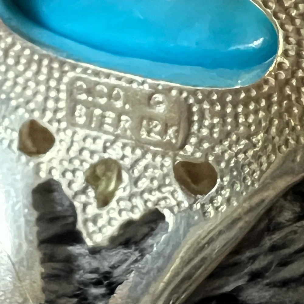 Black Hills Gold Sterling Silver Turquoise Leaves Ring Size 10